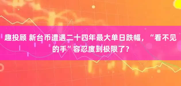 趣投顾 新台币遭遇二十四年最大单日跌幅，“看不见的手”容忍度到极限了？