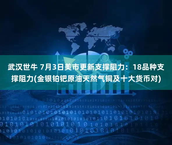 武汉世牛 7月3日美市更新支撑阻力：18品种支撑阻力(金银铂钯原油天然气铜及十大货币对)