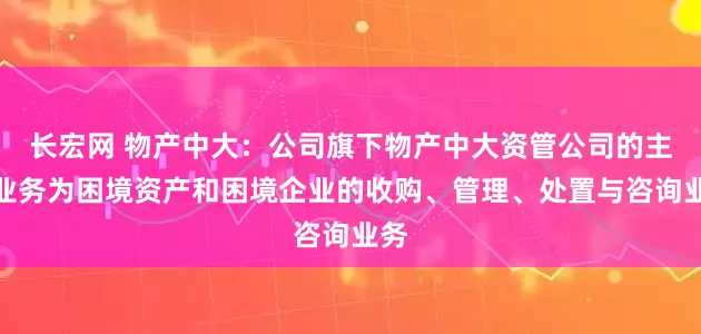 长宏网 物产中大：公司旗下物产中大资管公司的主营业务为困境资产和困境企业的收购、管理、处置与咨询业务